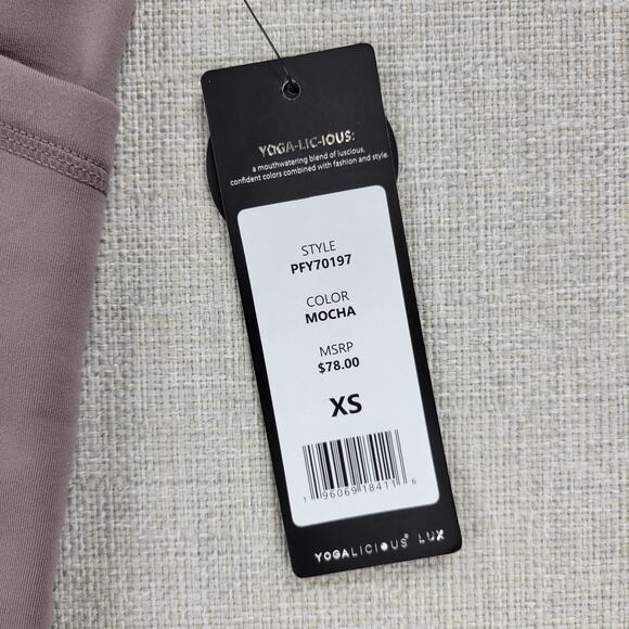 Yogalicious Lux Womens Leggings Sz XS Mocha Hi Rise Side Pockets Full Length NEW - Picture 9 of 13